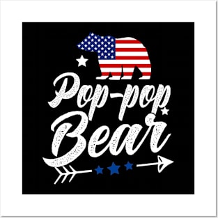 Pop-Pop Bear Patriotic Flag Matching 4th Of July Posters and Art